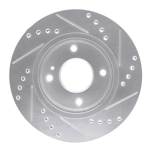 Ford Fiesta Brake Rotor (1) - Front Left - R1 Concepts - Drilled & Slotted - Silver - `11-`19